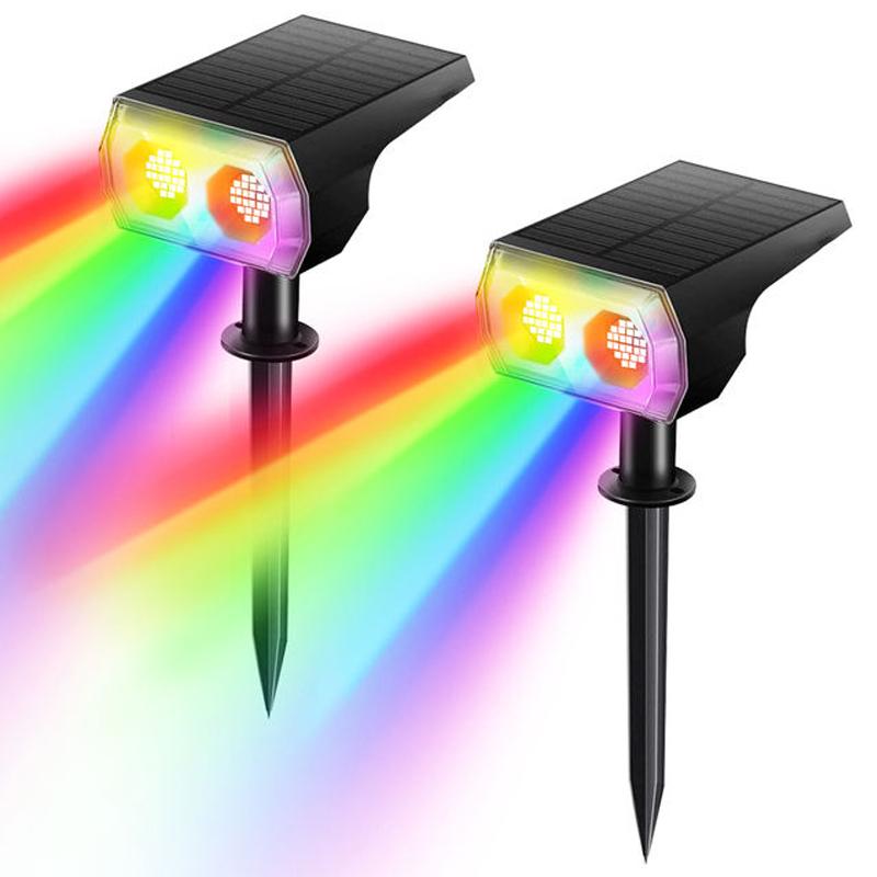 Solar Spot Light IP65 Solar Outdoor Lights 48 LEDS RGB Waterproof Garden Light 2-in-1 Solar Spotlight For Yard lawn