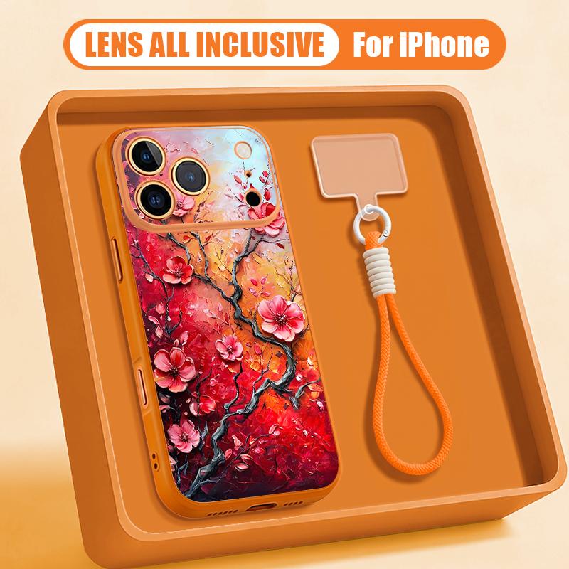 Oil Painting Flower Pattern Hand Strap Case For iPhone 17 Pro Max iPhone 16 15 14 13 Pro Max Magnetic For Magsafe Hybrid TPU+PC Matte Cover