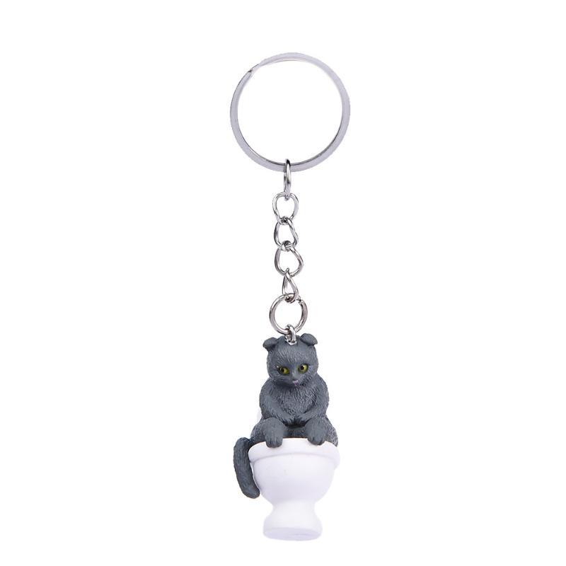 Funny Pvc Cat Keychain Toilet Shape Design Color Options For Cat Lovers Bag Car Key Decor