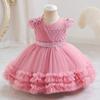 New Baby Girl Puffy Tulle Cake Dress - One-Year-Old Princess Evening Gown