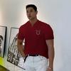 Muscleguys Men's Versatile V-neck Breathable Short Sleeve T-shirt Sports Casual Cool Fitness Clothing