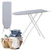 Adjustable Height Foldable Ironing Board with Iron Rest Heat Resistant Cover Non-Slip Silicone Feet for Home Laundry Dorm Apartm