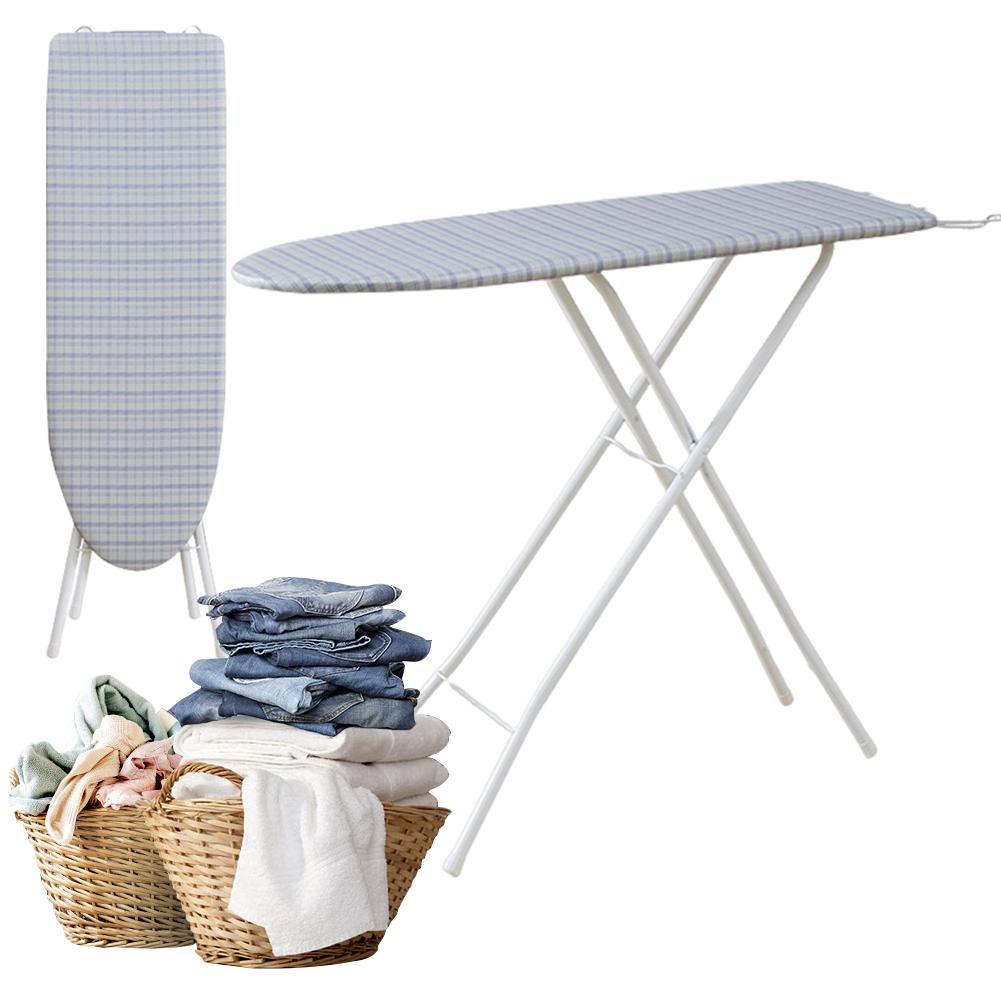 Adjustable Height Foldable Ironing Board with Iron Rest Heat Resistant Cover Non-Slip Silicone Feet for Home Laundry Dorm Apartm