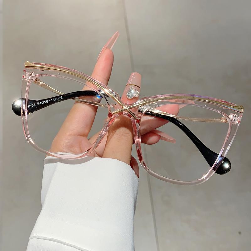 Oversized Cat Eye Eyeglasses Fashion Vintage Blue Light Blocking Eyewear  Trendy Non-prescription Glasses for Women