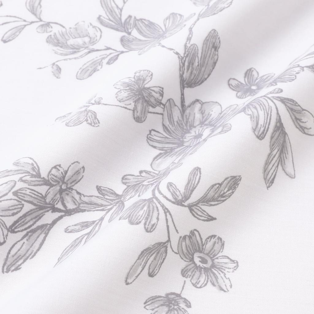 Francfranc Classic Flower Duvet Cover, Single, Gray, Floral Print, Monochrome Gray