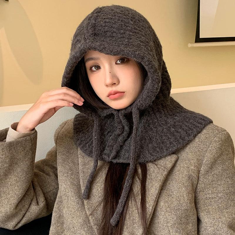 Ear Protection Knitted Hat Women's Autumn and Winter Windproof Plush Thread Lei Feng Hat