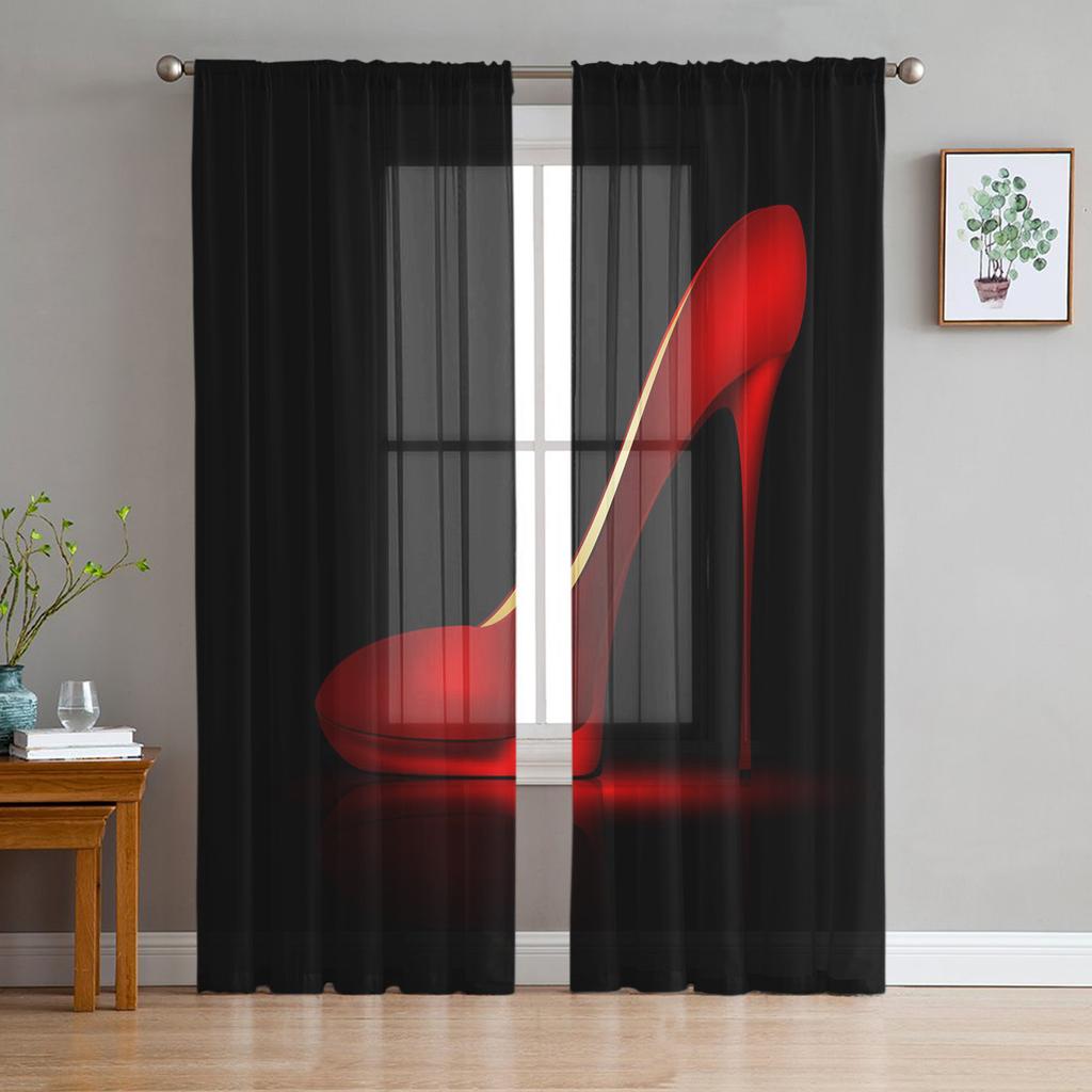 Przezroczyste Zasłony Do Salonu Wysokie Obcasy Kosmetyki Retro Sypialnia Dziecięca Balkon Duże Zasłony Zasłony Kuchenne Jadalnia