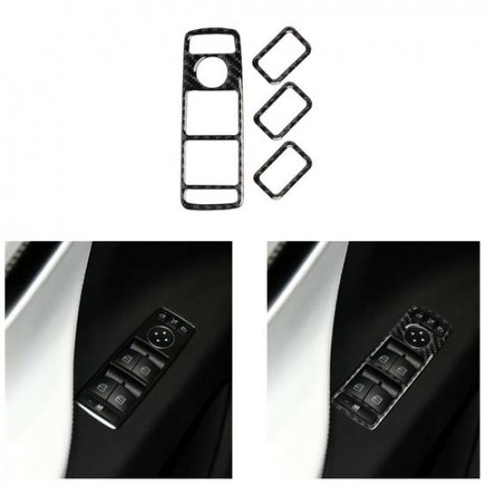 4x Carbon Fiber Window Lift Switch Panel Trim Fit For Tesla Model  X 2014-