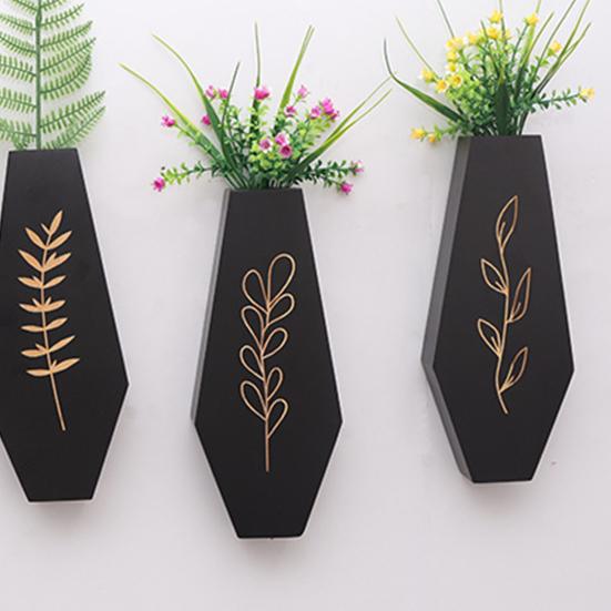 4Pcs Wooden Wall Mount Vase Farmhouse Rustic Home Office Living Room Wall Hanging Artificial Plants Holder Dried Flower Vase Decoration