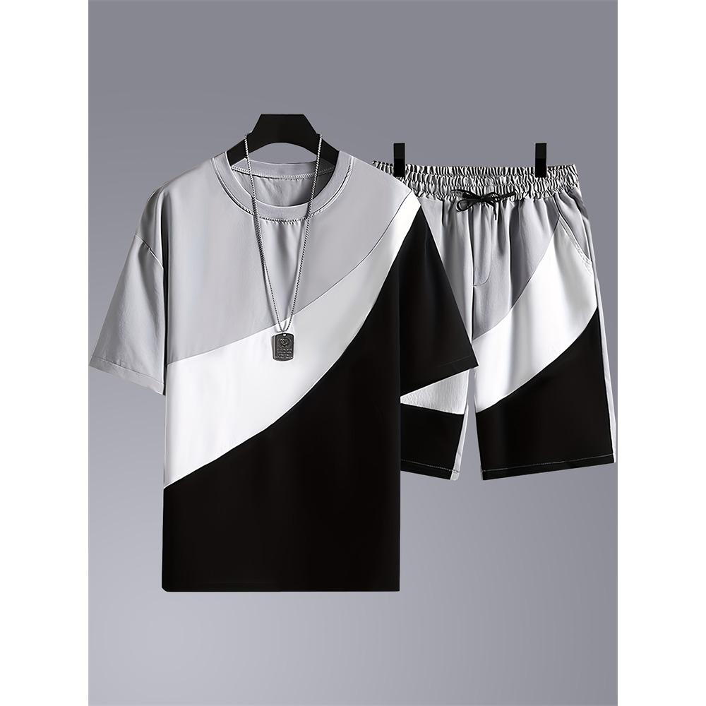 Summer Men's Short Sleeve Shorts Set Personalized Logo Printed Short Sleeve Shorts Set Loose Breathable Casual Fashion