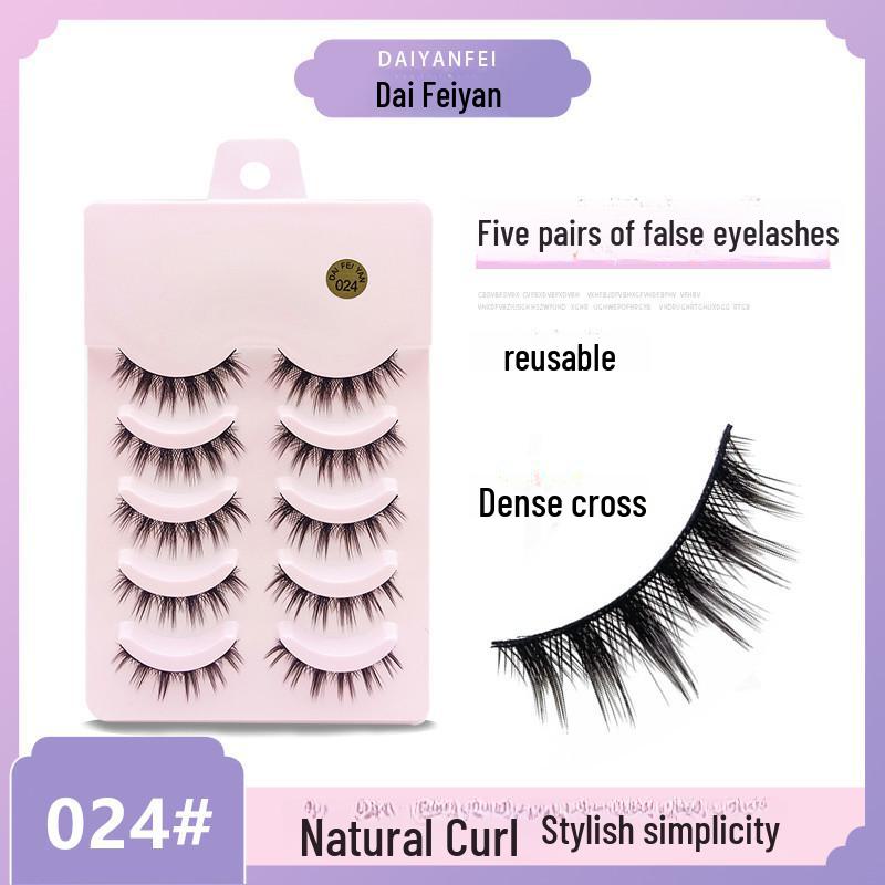 Cartoon Barbie Beginner False Eyelashes - Natural Thick 5 Pairs
