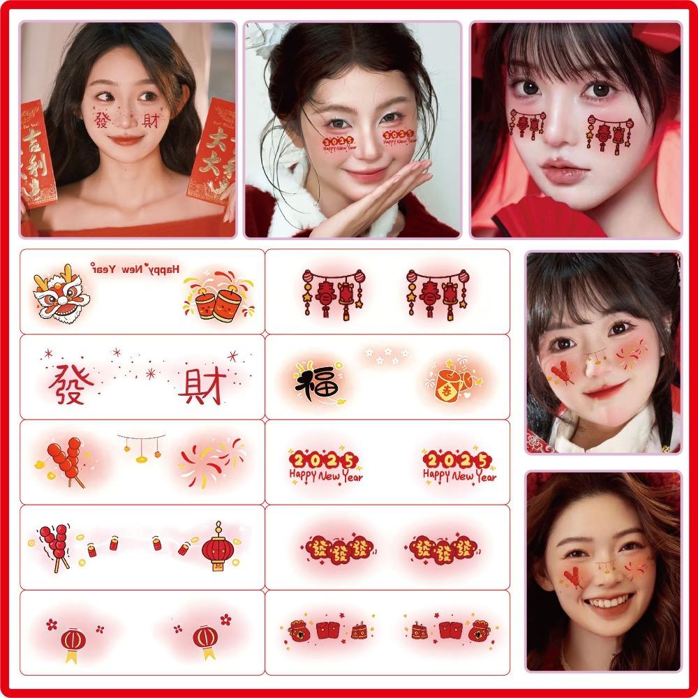 6 Sheets New Glitter Face Waterproof Temporary Face Makeup Patches DIY Red Sticker Women
