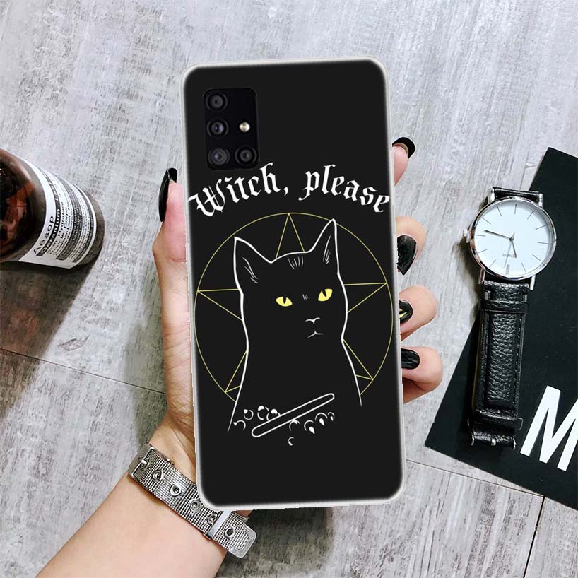 Häxa Och Katt Färgstarkt Sött Telefonfodral För Samsung Galaxy A12 A22 A32 A42 A52 A72 A51 A71 5G A41 A31 A21 A02S M12 M21 M31 M30S