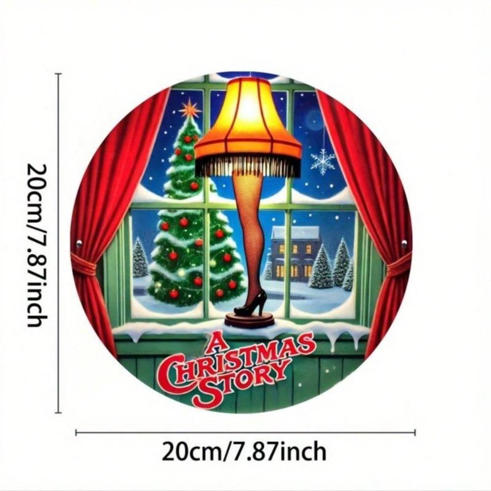 Christmas Retro Tin Sign 80s Movie Poster Metal Wall Decor Round Vintage Home Office Art 8x8 Inch