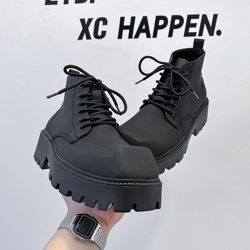 Derby big head Martin boots 2024 new thick-soled heightening medium-top men's shoes retro square head short boots 1909-A