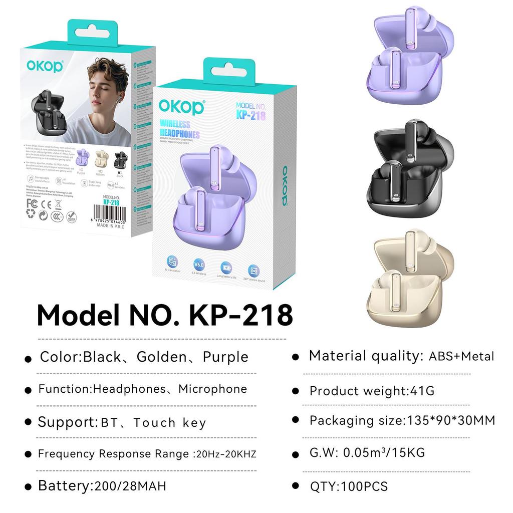 218 Wireless Bluetooth Noise-Cancelling In-Ear Sports Earbuds with Long Battery Life & Fast Charging