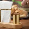 Wooden Tissue Paper Holder Metal Toothpick Holder Napkin Holder Tableware Tissue Box Storage Desktop Organizer Tableware Supplie