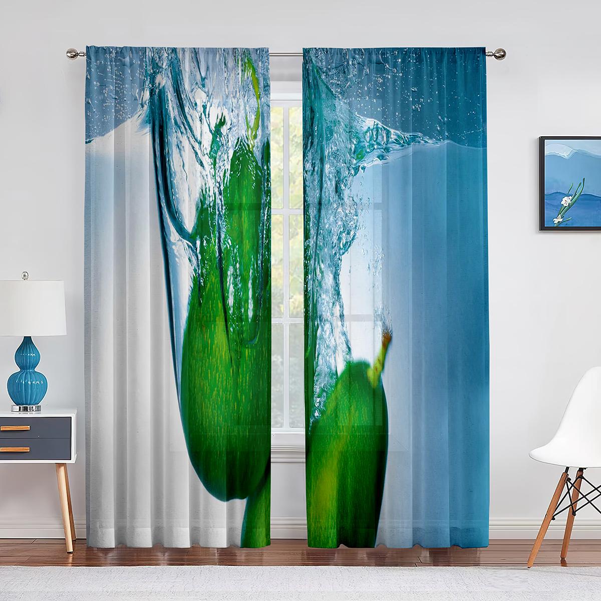 Авокадо Фрукты Овощи Белые Желтые Тюль Шторы для Гостиной Спальни Кухни Декор Шифон — фото 14