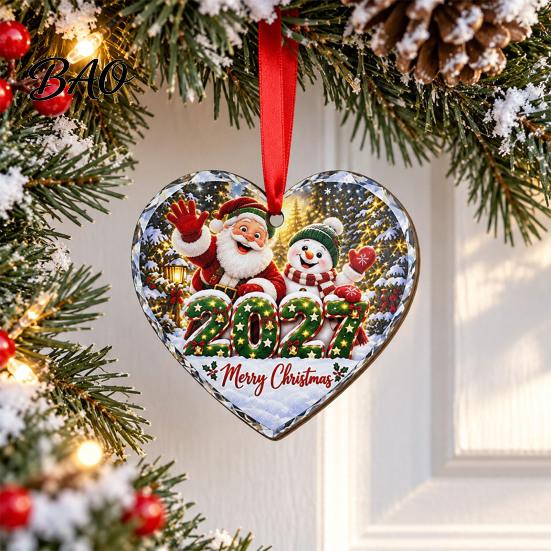 Decorative Wooden Crafts Christmas Tree Pendants with Red Rope, Cute Cartoon Hanging Ornaments Gifts for Family Holiday Home Decoration, Fireplace And