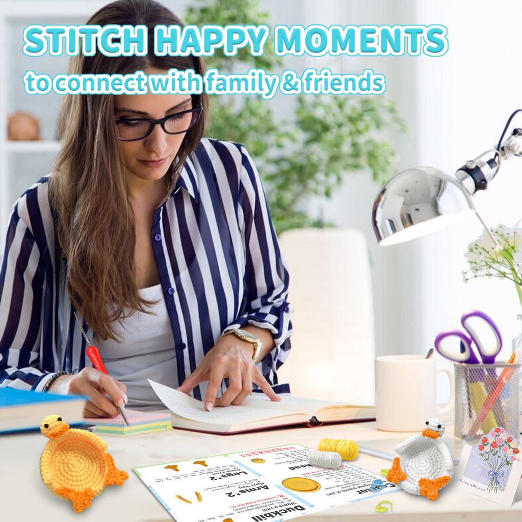 1pcs, Duck Coasters Crochet Set for Beginners, Starter Kit with Step-by-Step Video Tutorials, DIY Knitting Craft Supplies Gift