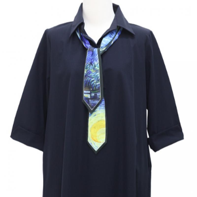 Shiz Madam N2761 Star Counting Night Half Open Tie Dress