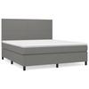 3141634 vidaXL Lit à sommier tapissier avec matelas Gris foncé 180x200cm Tissu