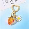 Cute Strawberry Heart Flower Keychain Bag Charms For Girls Purse Gifts Decor Accessories