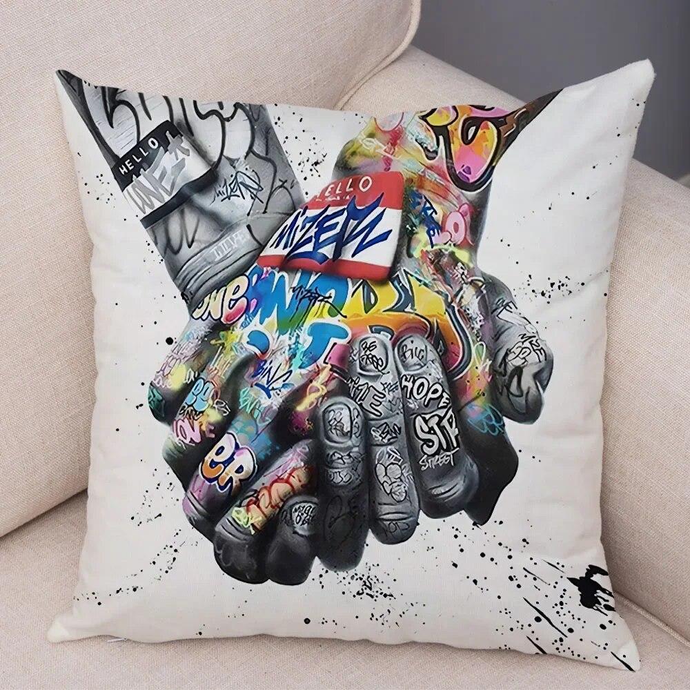 Home Decor Abstract Street Art Animal Cushion Cover Graffiti Gamepad Sofa