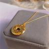 Gold-Plated Hundred Blessings Pendant Necklace - Lucky Bead & Safety Buckle Retro Chinese Style