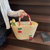 New Woven Women's Bag Handmade Grass Woven Handbag Fashion Embroidery Versatile Shoulder Bag Beach Bag KTB