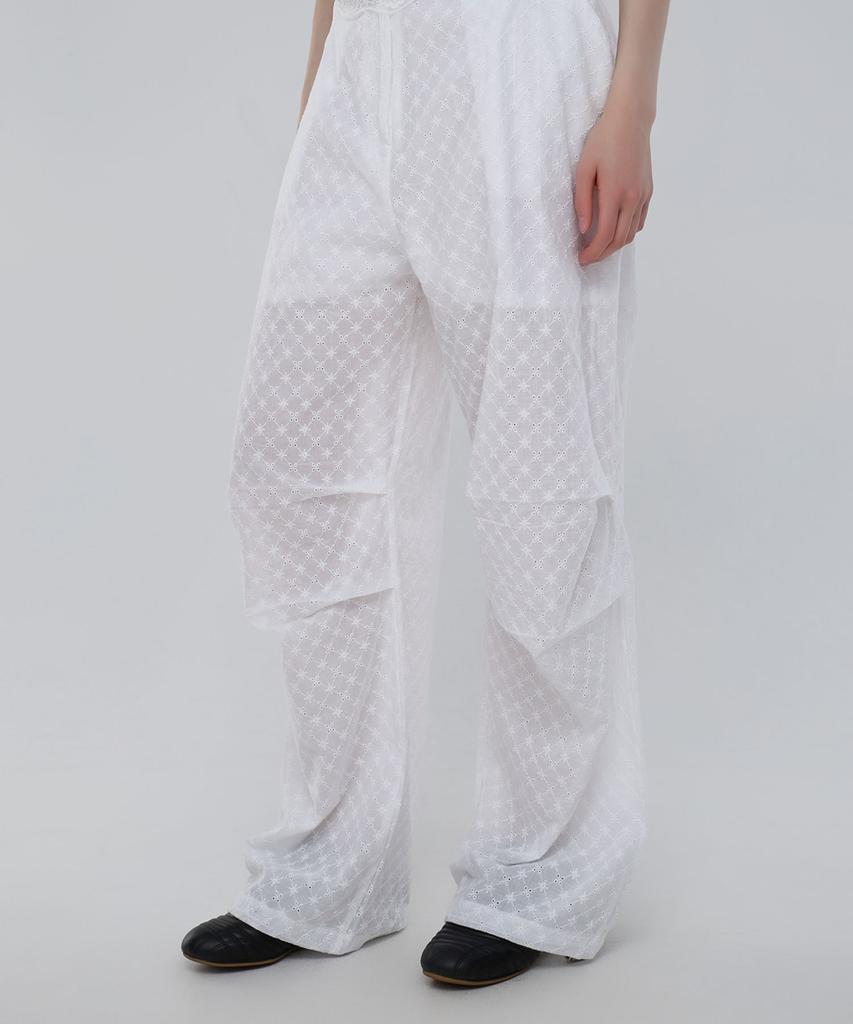 CHICKS Punched Parachute Pants White