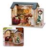 Miniatura de Casa de Madeira com Luz LED, Kit de Artesanato com Móveis Retrô para Desenvolvimento