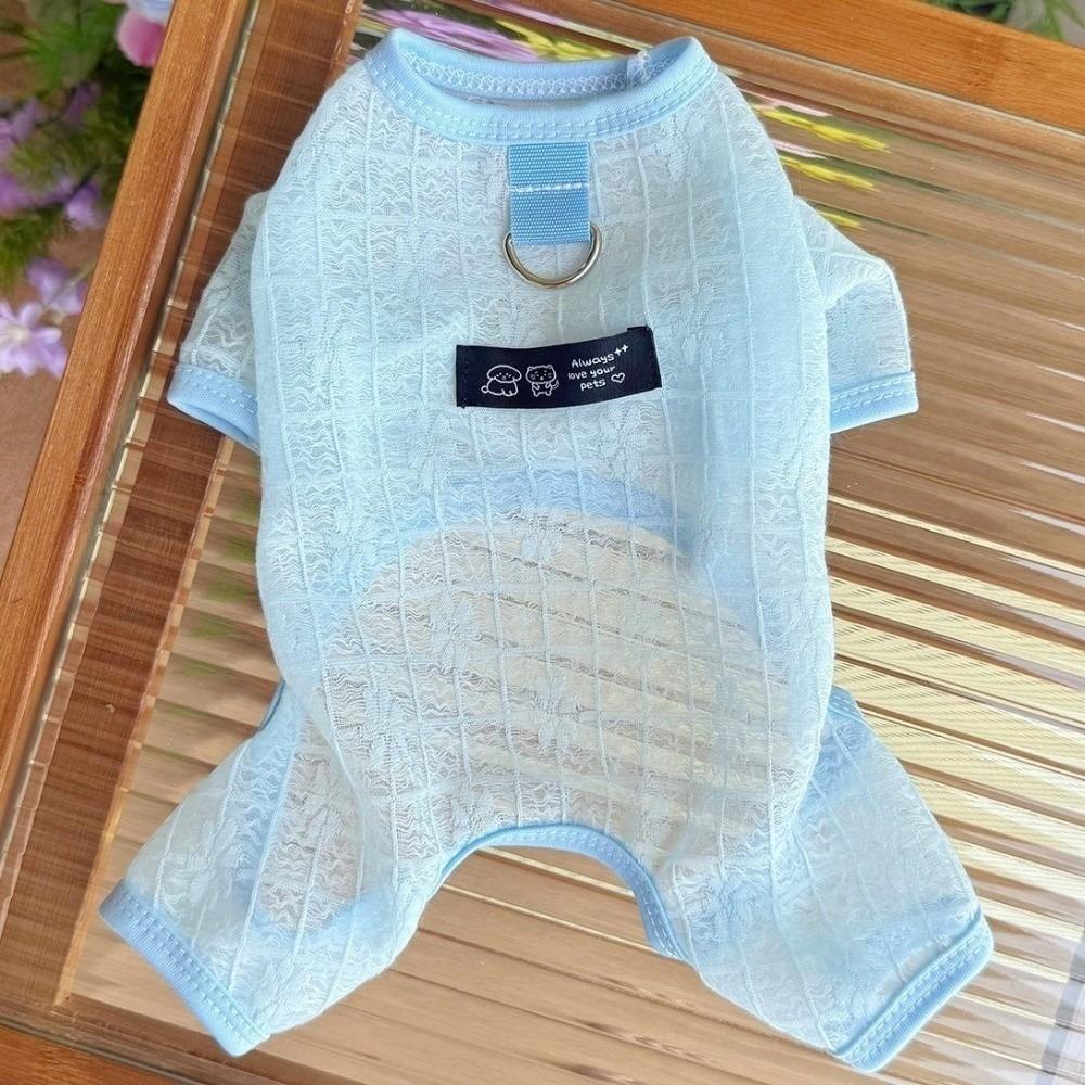 

Hollow Mesh Dog Jumpsuit Summer Thin Dog Outfit Pet Fashion Costume Dog Clothes Pet Daily Wear XS синій