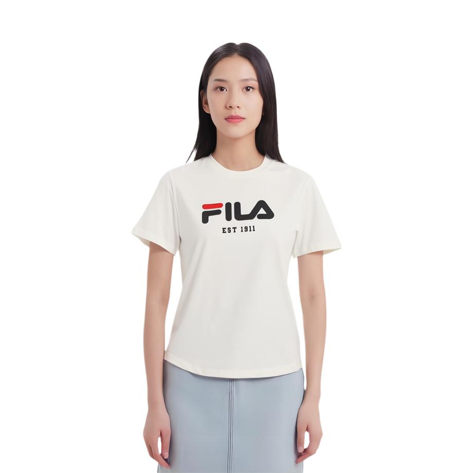 Fila Original King Bomb T-1911 Dopamine Color Block Breathable Comfortable Logo Print Short Sleeve T-Shirt Unisex Tops F51M519106F-WT