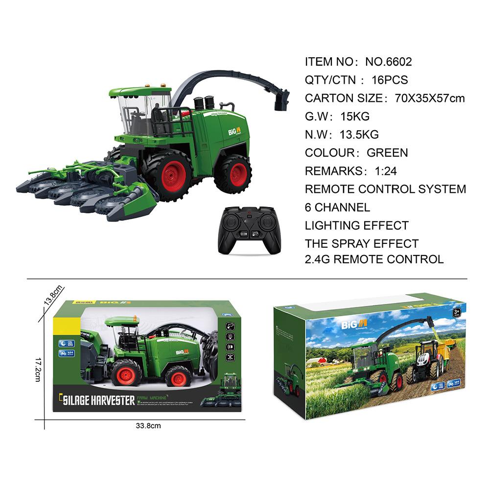 1:24 Remote Control Car For Kids Electric Farmer Harvester Tractor Model Toys Christmas Birthday Gifts For Boys Girls