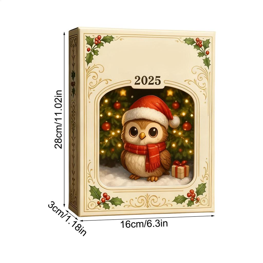 2025 Christmas Countdown Calendar 2D Acrylic Owl Ornament 24 Days Countdown Calendar for Xmas Navidad Party Supplies