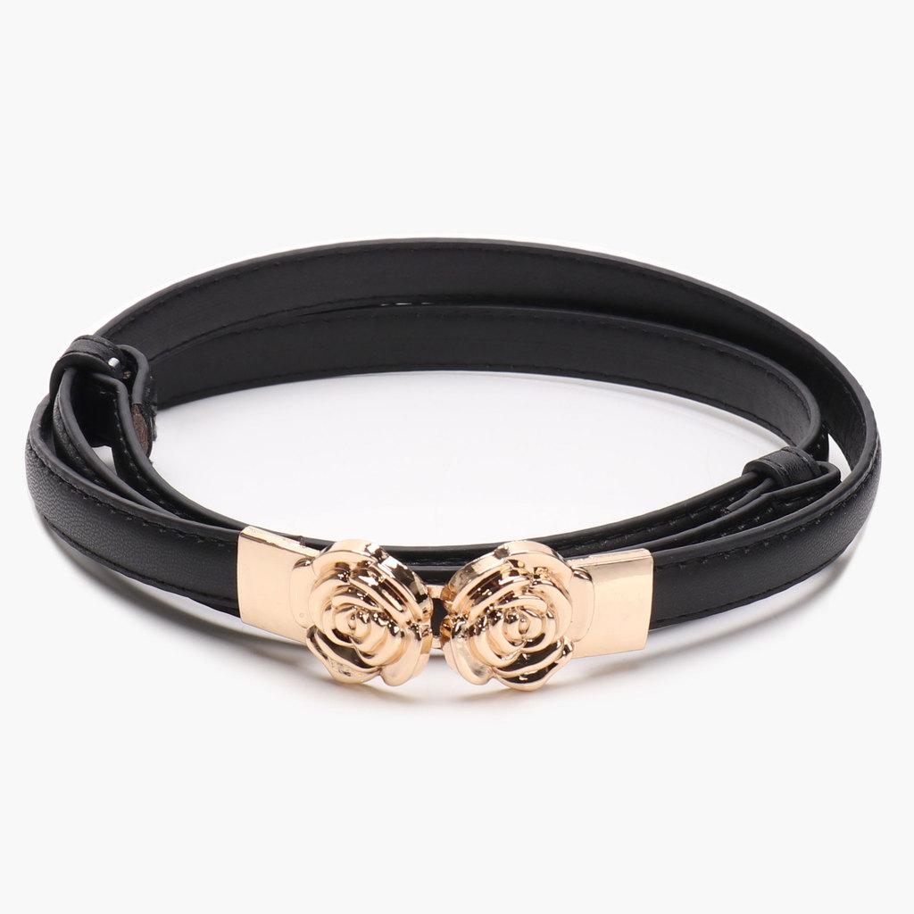 Womens Pu Leather Waist Belt With Silver Buckle For Casual Dress And Office Outfit