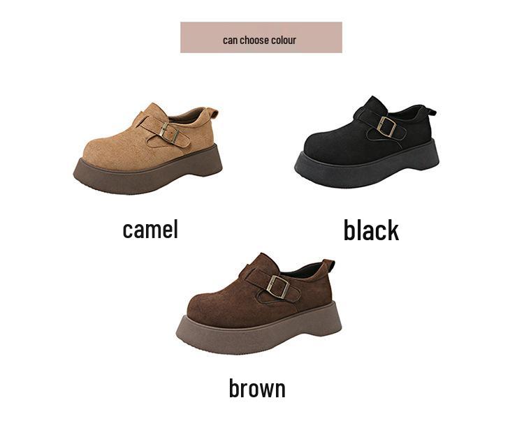 Yang Mi Style Women's Platform Loafers: 2025 Autumn Slip-On, Versatile Birkenstock-Inspired Shoes, Size 34