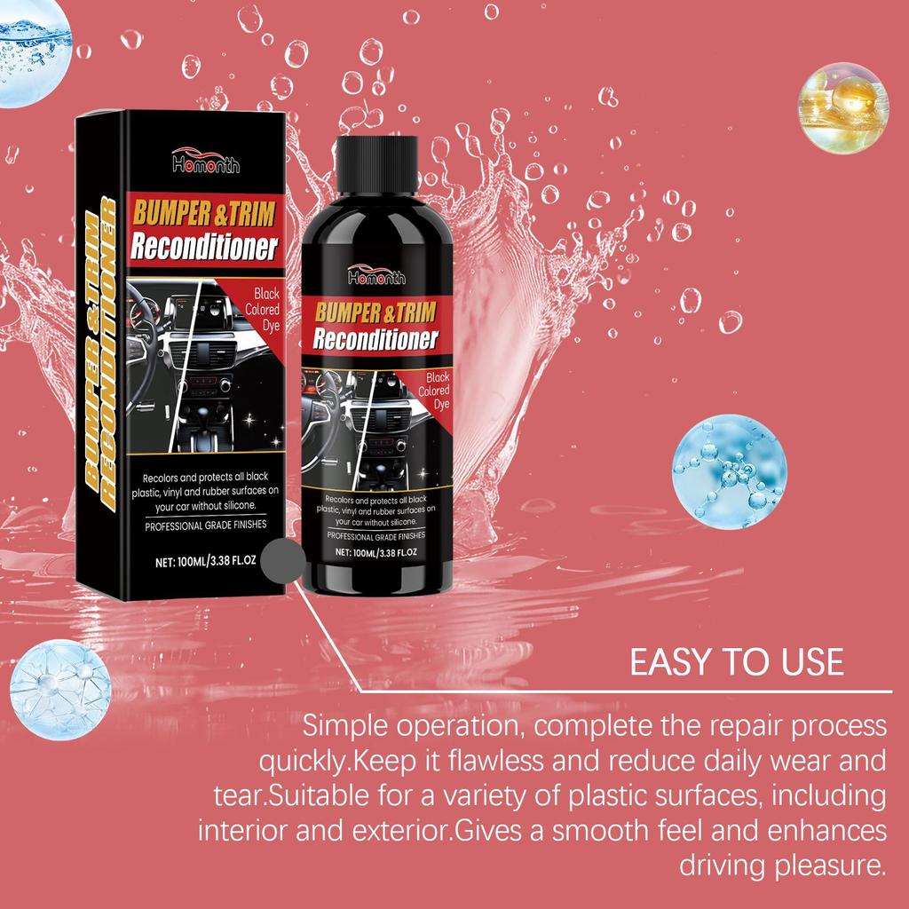 Homonth Automotive Black Plastic Refresher Interior Dashboard Stain Remover Scratch Renovator