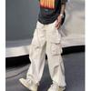 Mens Casual Loose Wide Leg Straight Fit Cargo Work Long Trousers