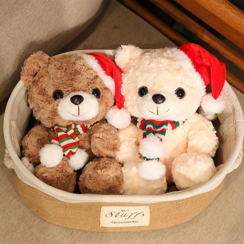 Scarf Hat Wear Teddy Bear Plush Toy Christmas Stuffed Animal Doll Gift Birthday