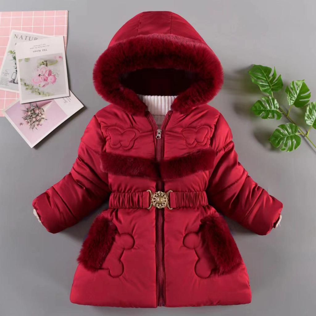 Gefütterte Mädchen-Winterjacke aus dicker Baumwolle mit Fleece