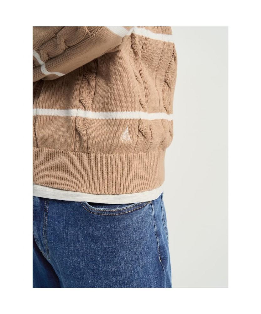 Binpolmen Cable Stripe Knit Beige