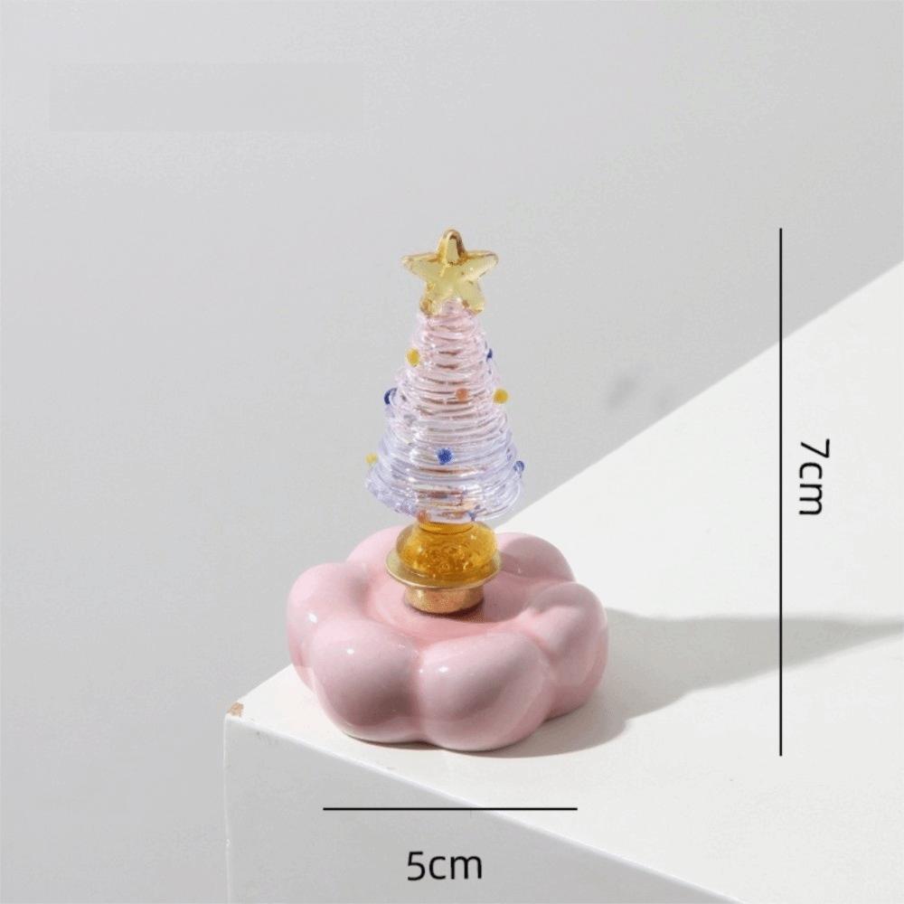 Glass Glass Christmas Tree Rotating Display Base Mini Tree Ornament  Home Table Decor