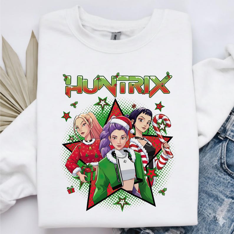 Kpop Demon Huntrix Christmas Sweatshirt, Huntrix Girls Xmas Youth T-Shirt 110