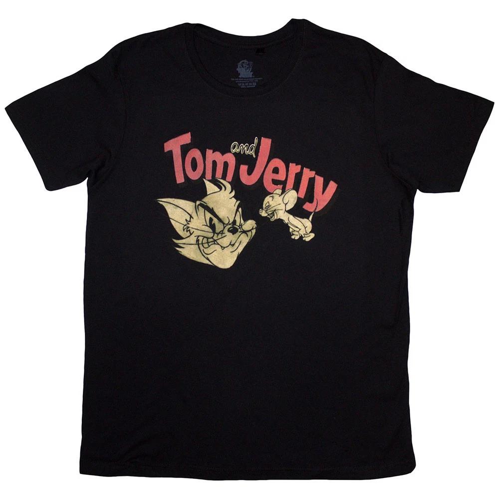 Tom & Jerry Retro T-Shirt Black New L