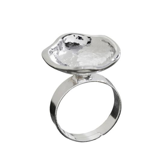Finger Ring Imitation Pearl Embellishment Artistic Irregular Shape Wide Double-Strip Design Women Ring Anti-Oxidation Jewelry C