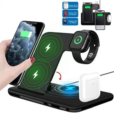 Stojan na rychlou bezdrátovou nabíječku 15 W pro iPhone 14 13 12 11 8 Skládací nabíjecí stanice Apple Watch 4 v 1 pro Airpods Pro iWatch