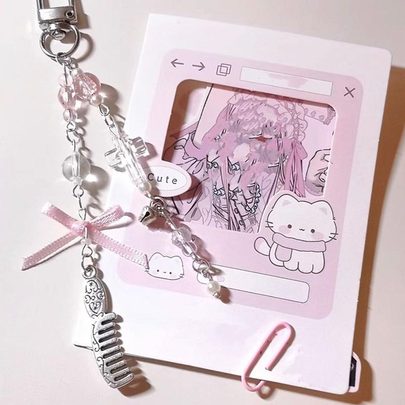 Y2K Trendy Lucky Grass Star Bear Phone Charms Sweet Four-Leaf Clover Beaded Keychain Bag Pendant Decoration For Women Girls Gift