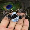 Natural Owyhee Opal Gemstone Handmade Copper Wire Wrap Cuff Bangle Adj. o4C27